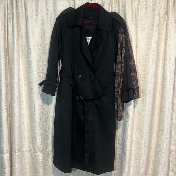John Weitz Jackets & Blazers - John Weitz Women's Double Breasted Removable‎ Insulation Black Trench Coat Sz 14